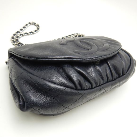 Chanel Half Moon Chain Wallet Caviar Skin Black Matelasse - Picture 4 of 6